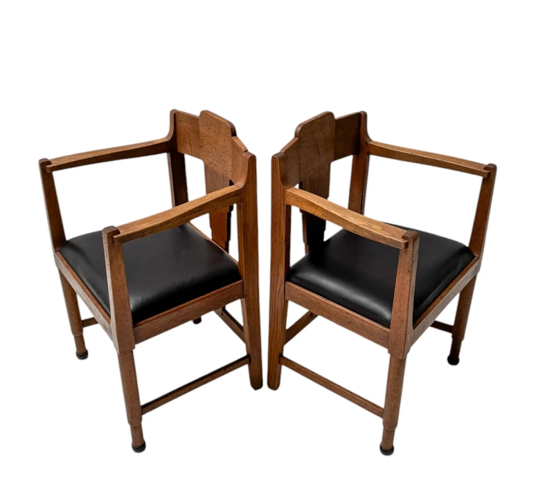 Two Art Deco Amsterdamse School Armchairs, by Frits Spanjaard, 1920s